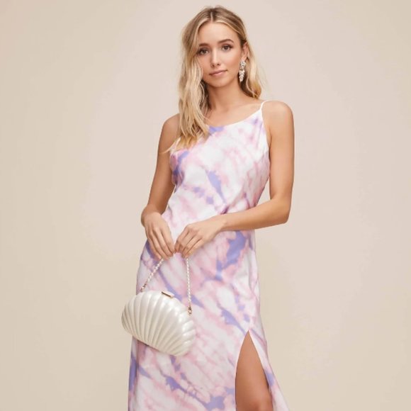 NWT Astr The Label Bias High Neck Midi Dress - Tie Dye Print - Picture 1 of 7